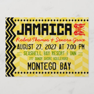 JAMAICA Destination Invitation Metallic Gold Kaart