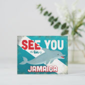 Jamaica Dolphin - Retro Vintage Travel Briefkaart (Staand voorkant)