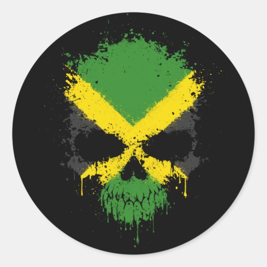 Jamaica Dripping Splatter Skull Ronde Sticker (Voorkant)