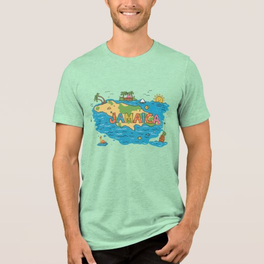 Jamaica eilandkaart Tri-Blend shirt (Voorkant)