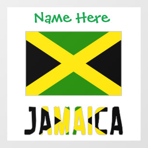 Jamaica en Jamaica Vlag Groen Personalisatie  Raamsticker