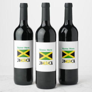 Jamaica en Jamaicaanse vlag Gepersonaliseerd Wijn Etiket