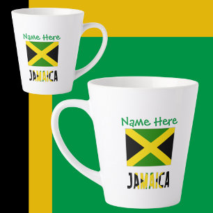 Jamaica en Jamaicaanse Vlag Groen Personalisatie Latte Mok