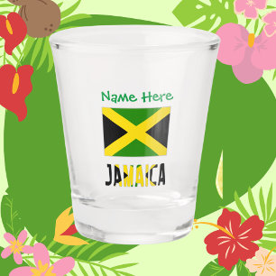 Jamaica en Jamaicaanse Vlag Groen Personalisatie Shot Glas