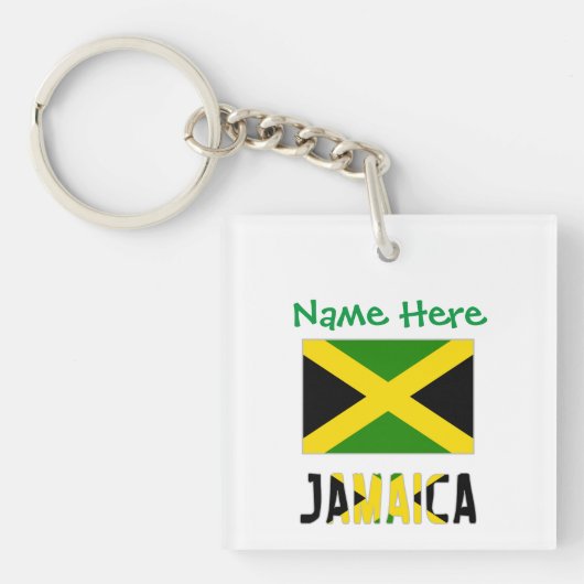 Jamaica en Jamaicaanse vlag Groene Personalisatie Sleutelhanger (Voorkant)