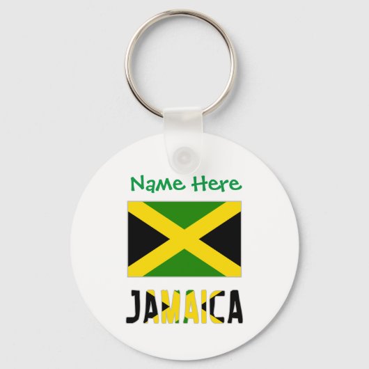 Jamaica en Jamaicaanse vlag Groene Personalisatie Sleutelhanger (Voorkant)