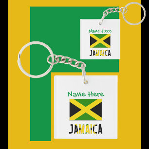 Jamaica en Jamaicaanse vlag Groene Personalisatie Sleutelhanger