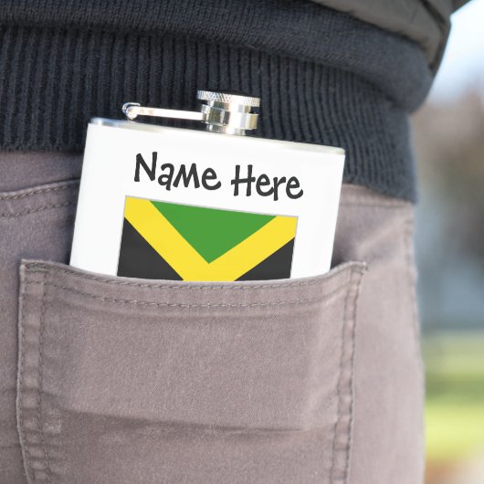 Jamaica en Jamaicaanse vlag met Jouw naam Heupfles (Voorbeeld)