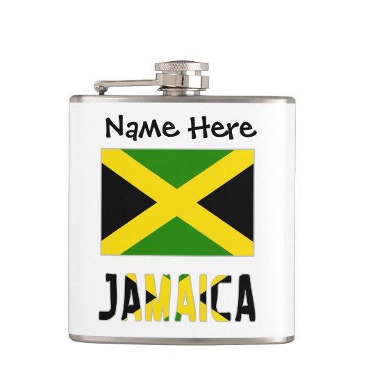 Jamaica en Jamaicaanse vlag met Jouw naam Heupfles (Voorkant)