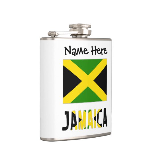 Jamaica en Jamaicaanse vlag met Jouw naam Heupfles (Rechts)