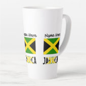 Jamaica en Jamaicaanse vlag met Jouw naam Latte Mok (Rechterhoek)