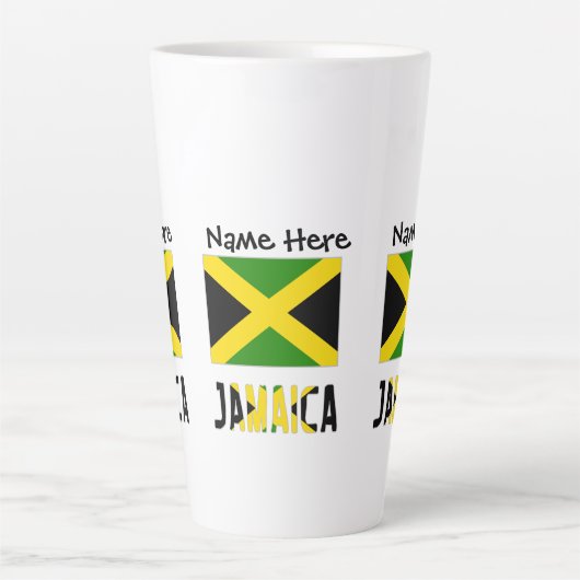 Jamaica en Jamaicaanse vlag met Jouw naam Latte Mok (Voorkant)