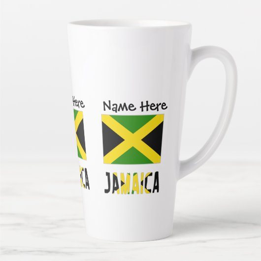 Jamaica en Jamaicaanse vlag met Jouw naam Latte Mok (Rechts)