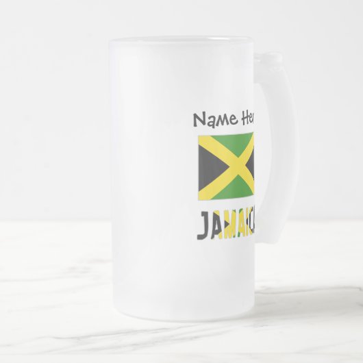 Jamaica en Jamaicaanse vlag met Jouw naam Matglas Bierpul (Voorkant rechts)