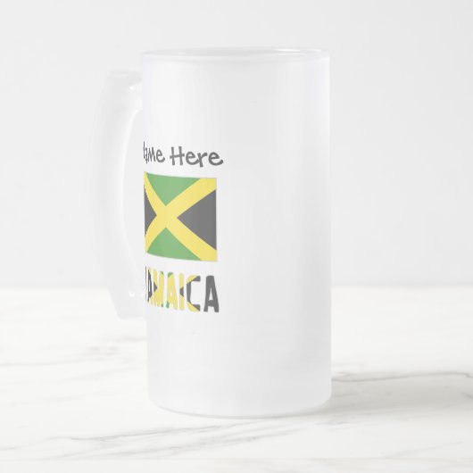 Jamaica en Jamaicaanse vlag met Jouw naam Matglas Bierpul (Voorkant links)