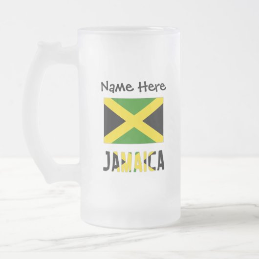 Jamaica en Jamaicaanse vlag met Jouw naam Matglas Bierpul (Links)
