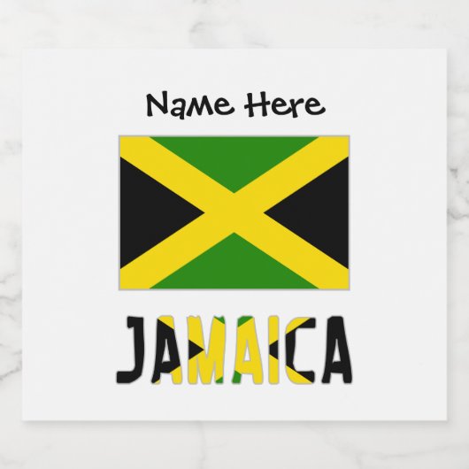 Jamaica en Jamaicaanse vlag met Jouw naam Sparkling Wijnetiket (Enkel label)
