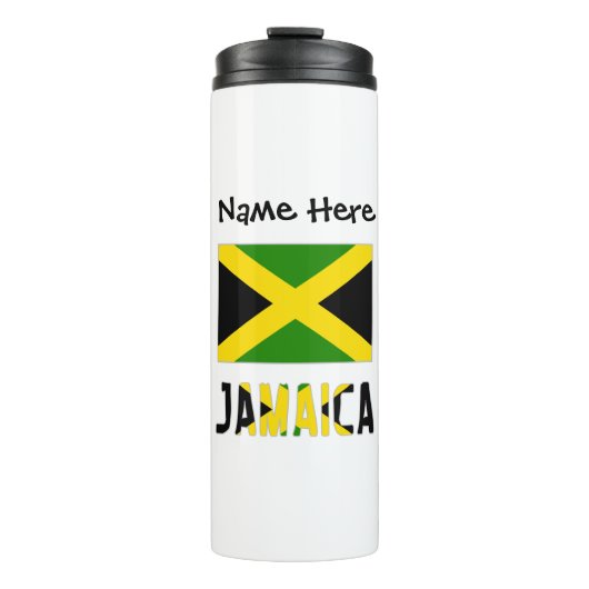 Jamaica en Jamaicaanse vlag met Jouw naam Thermosbeker (Voorkant)
