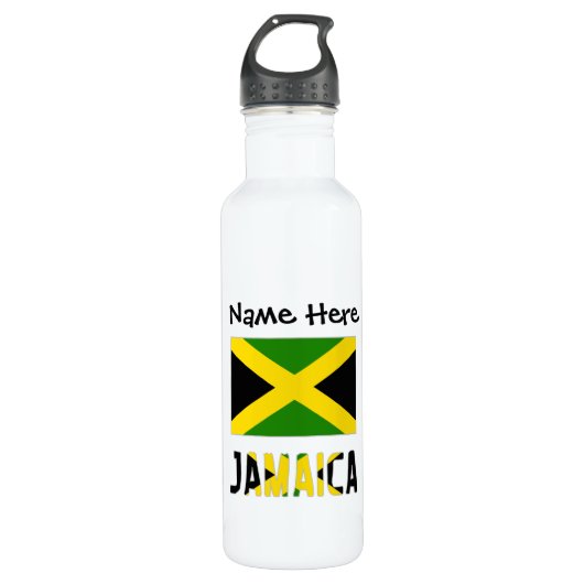 Jamaica en Jamaicaanse vlag met Jouw naam Waterfles (Voorkant)
