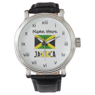 Jamaica en Jamaicaanse vlag met uw naam Horloge