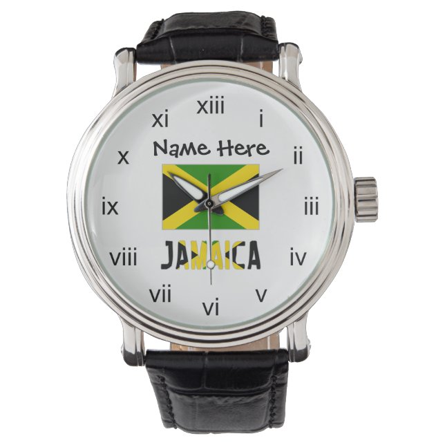 Jamaica en Jamaicaanse vlag met uw naam Horloge (Voorkant)