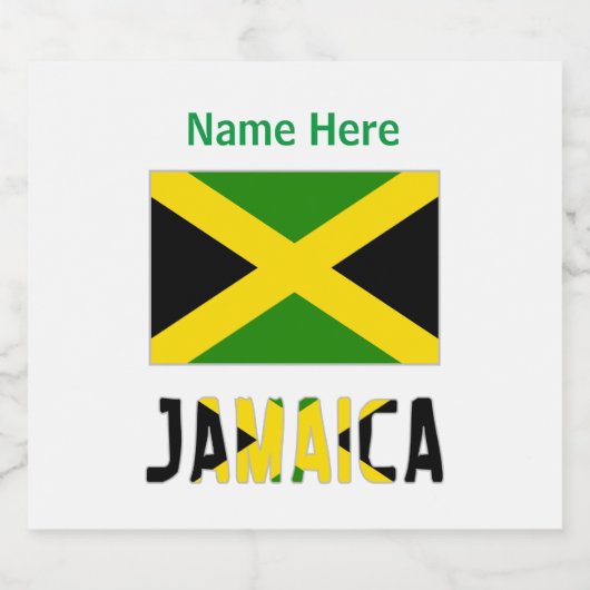 Jamaica en Jamaicaanse vlag op persoonlijke titel Sparkling Wijnetiket (Enkel label)