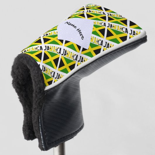 Jamaica en Jamaicaanse vlag verbonden met Jouw naa Golfheadcover (3/4 voorkant)