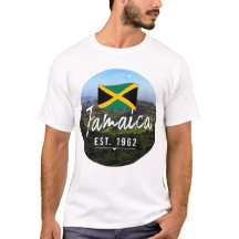 "Jamaica Est. 1962" Blauwe Bergen Met Vlag