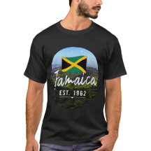 "Jamaica Est. 1962" Blauwe Bergen Met Vlag