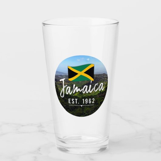 "Jamaica Est. 1962" Blue Mountains met vlag Glas (Voorkant)