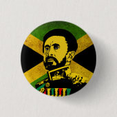 Jamaica Flag - AILE sELASSIE i - Rasta Button (Voorkant)