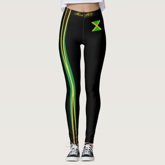 JAMAICA FLAG BLACK LEGGINGS HAVIC ACD (Voorkant)
