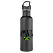 Jamaica Flag Black Text Waterfles (Voorkant)