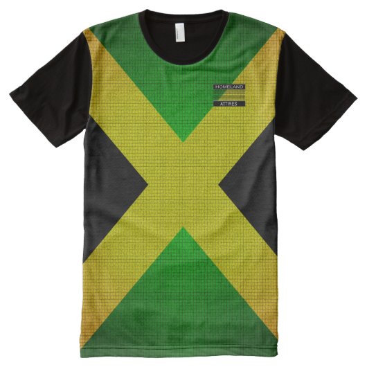 Jamaica Flag Colors Black Yellow Green T-Shirt (Voorkant)
