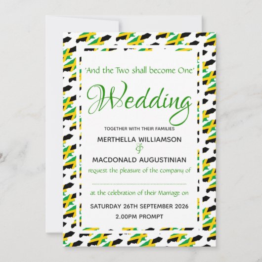 JAMAICA Flag Custom Wedding Celebration Scripture Kaart (Voorkant)