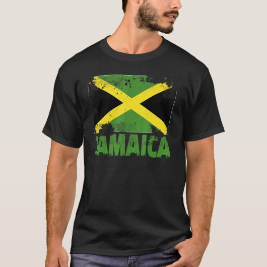 Jamaica Flag  Distress Jamaican Grunge Tr T-shirt (Voorkant)
