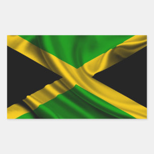 Jamaica Flag Fabric Rechthoekige Sticker
