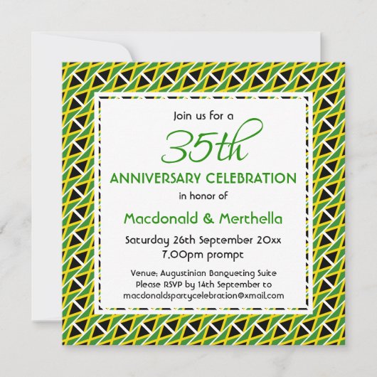 JAMAICA FLAG GEPERSONALISEERD JUBILEUM KAART (Voorkant)