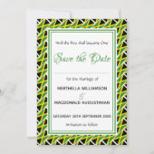 JAMAICA FLAG Gepersonaliseerd Schrift Stijlvol Jam Save The Date (Voorkant)