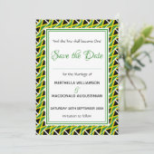 JAMAICA FLAG Gepersonaliseerd Schrift Stijlvol Jam Save The Date (Staand voorkant)