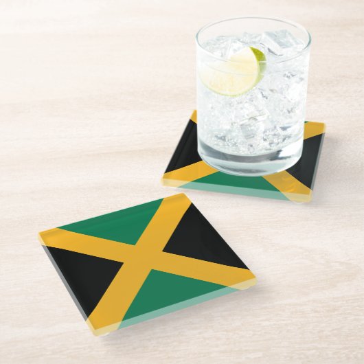 Jamaica Flag Glazen Onderzetter (Schuin)