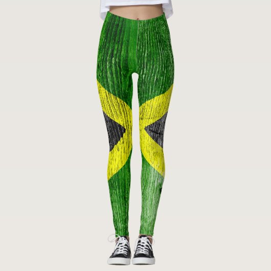 Jamaica Flag Grungy Distress Board Leggings (Voorkant)