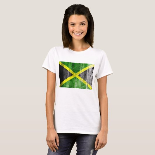 Jamaica Flag Grungy Distress Board T-shirt (Voorkant volledig)