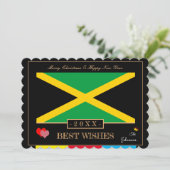Jamaica Flag & Happy New Year/Best Wish Card Art Feestdagenkaart (Staand voorkant)