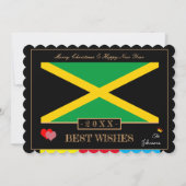Jamaica Flag & Happy New Year/Best Wish Card Art Feestdagenkaart (Voorkant)