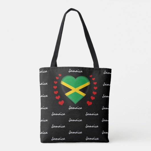 Jamaica Flag & Heart, Jamaicaanse mode van de vlag Tote Bag (Achterkant)