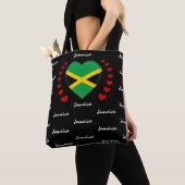 Jamaica Flag & Heart, Jamaicaanse mode van de vlag Tote Bag (Dichtbij)