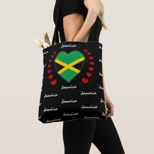 Jamaica Flag & Heart, Jamaicaanse mode van de vlag Tote Bag