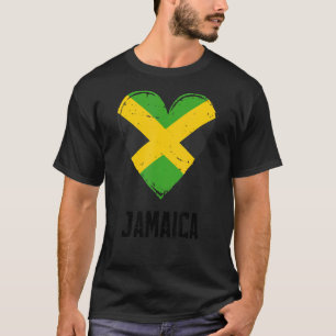 Jamaica Flag Heart Love Retro Jamaican her T-shirt