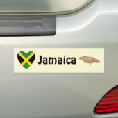 Jamaica Flag Heart + Map Bumpersticker (Op auto)
